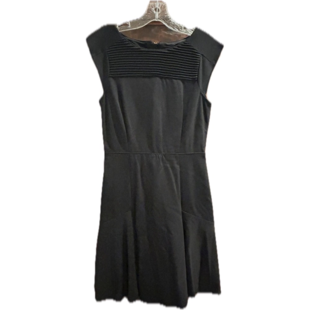 Banana Republic Sheath Dress Womens 4 Black NEW Pleated Bib Gold Zipper LBD